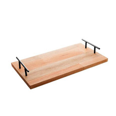 Imagem de BANDEJA DE MADEIRA COM ALÇA PRETA LIPTUS 38CM X 18CM X 7CM - WOODART - Rojemac Impotacao E Exportacao Ltda