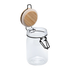 Imagem de PORTA MANTIMENTO DE VIDRO COM TAMPA HERMÉTICA DE BAMBU 210ML - WOLFF  - Rojemac Impotacao E Exportacao Ltda