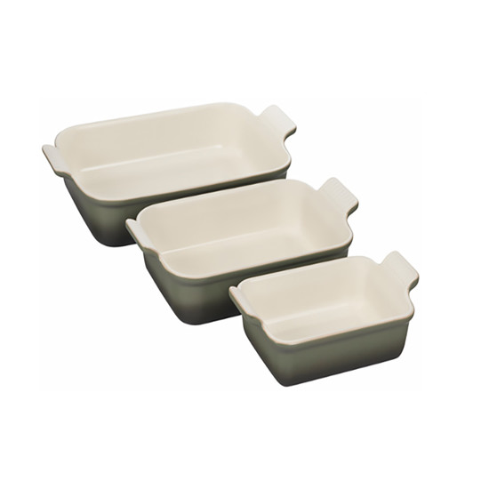 Imagem SET DE 3 TRAVESSAS RETANGULARES THYME HERITAGE DE CERÂMICA - LE CREUSET