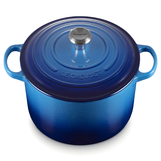 Imagem PANELA SIGNATURE REDONDA 6,7L AZURE BLUE DE FERRO FUNDIDO 18X38X30CM - LE CREUSET