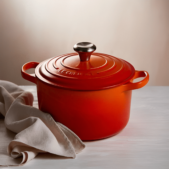 Imagem PANELA SIGNATURE REDONDA 5,3L LARANJA DE FERRO FUNDIDO 17X35X27CM - LE CREUSET