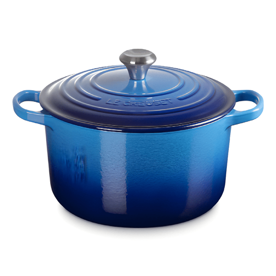 Imagem PANELA SIGNATURE REDONDA 6,7L AZURE BLUE DE FERRO FUNDIDO 18X38X30CM - LE CREUSET