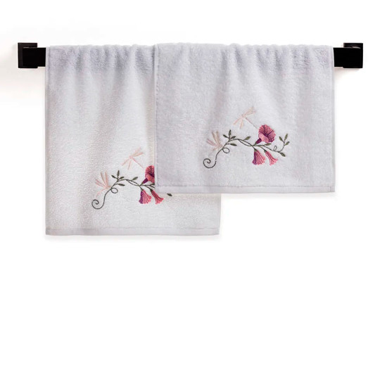 Imagem JOGO LAVABO COM BORDADO 100% ALGODÃO PETUNIA - TRUSSARDI