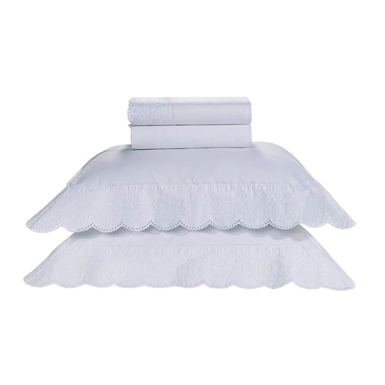 Imagem JOGO DE CAMA KING 200 FIOS 100% ALGODÃO FIORITA BRANCO - TRUSSARDI