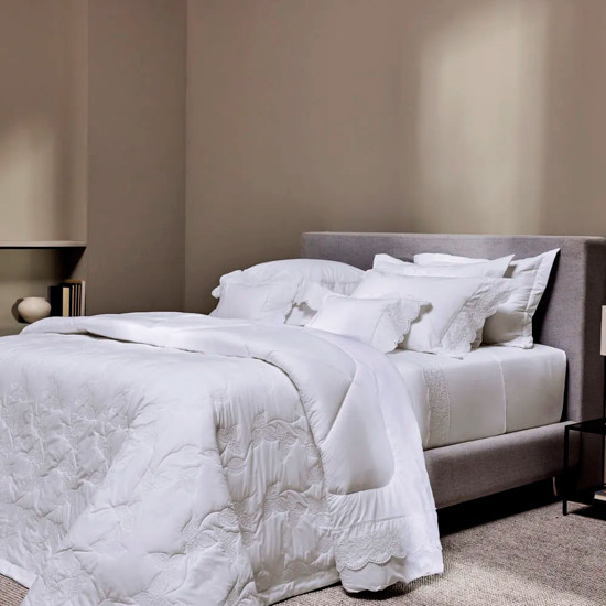 Imagem JOGO DE CAMA KING 200 FIOS 100% ALGODÃO FIORITA BRANCO - TRUSSARDI