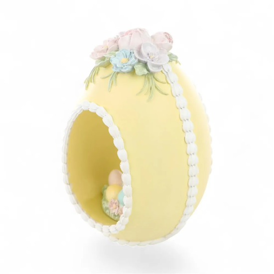 Imagem OVO DE PÁSCOA AMARELO DECORATIVO DE RESINA 26,5X15X12CM - CROMUS