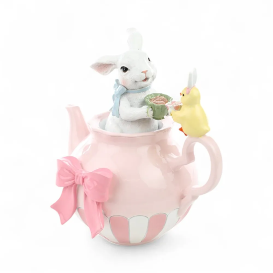 Imagem BULE DECORATIVO ROSA DE RESINA 20X14X20CM - CROMUS