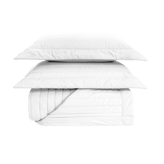 Imagem COLCHA COM PORTA TRAVESSEIROS CASAL 100% ALGODÃO MONTELEONE BRANCO - TRUSSARDI