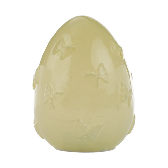 Imagem LUMINÁRIA OVO COM BORBOLETAS EM RELEVO COM 18 LEDS EM VIDRO AMARELO - CROMUS