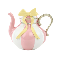 Imagem de BULE PORTA VELAS ROSA E BRANCO LISTRADO DE RESINA 11X10X12CM - CROMUS - Cromus Embalagens Ind E Com Ltda