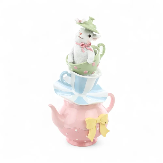 Imagem COELHO TORRE RESINA DECORATIVO EM RESINA 26X13X16CM - CROMUS