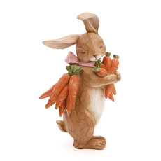 Imagem de COELHO MARROM COM CENOURAS DECORATIVO DE RESINA 24X15X8CM - CROMUS - Cromus Embalagens Ind E Com Ltda