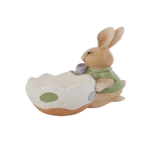 Imagem COELHO DA PÁSCOA DECORATIVO DE RESINA COM OVO 10,5X10X6CM - TOKDACASA