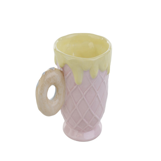 Imagem CANECA ROSQUINHA 340ML COLORIDA DE CERÂMICA 10X15X10CM - TOKDACASA