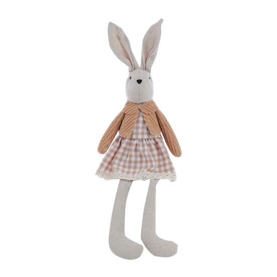 Imagem COELHA COM VESTIDO XADREZ E CASACO CANELADO 37X12X9CM - CROMUS