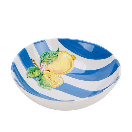 Imagem BOWL REDONDO AZUL E BRANCO LISTRADO DE MALAMINA 4,5X19X19CM - ENTRECASA