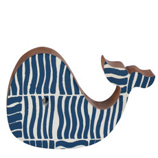 Imagem de ESCULTURA DECORATIVA BALEIA AZUL E BRANCA DE MADEIRA 10X20X2,5CM - ENTRECASA - Inverno Verao Comercio De Modas E Decoracao Eireli