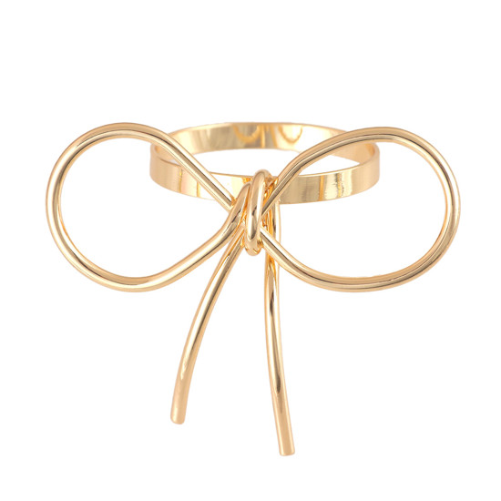 Imagem ANEL PARA GUARDANAPO FORMATO LAÇO DOURADODE METAL 4 PÇS - TUUT