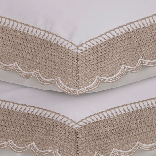 Imagem JOGO DE CAMA KING 300 FIOS MARTORANA BRANCO/LEGNO DE ALGODÃO - TRUSSARDI