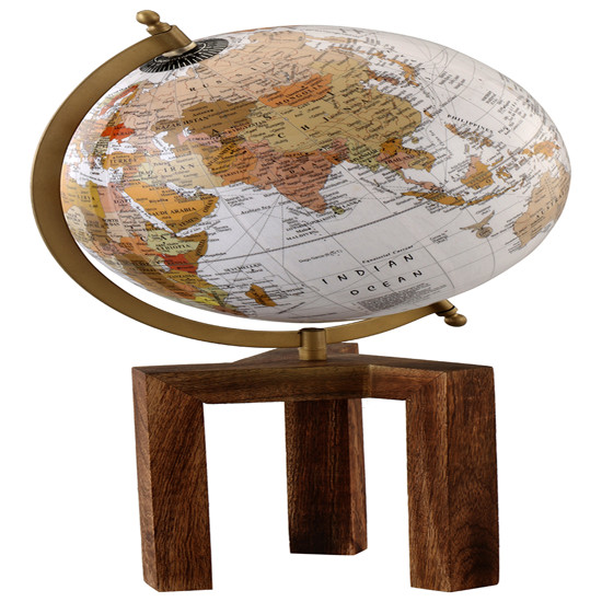 Imagem GLOBO TERRESTE GIRATÓRIO DECORATIVO COM BASE TRIPÉ EM MADEIRA 40X20X20CM - ENTRECASA