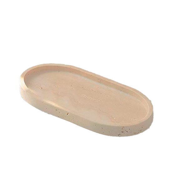 Imagem BANDEJA OVAL BEGE DE POLIRESINA DECORATIVA 1,5X29,5X12CM - TUUT