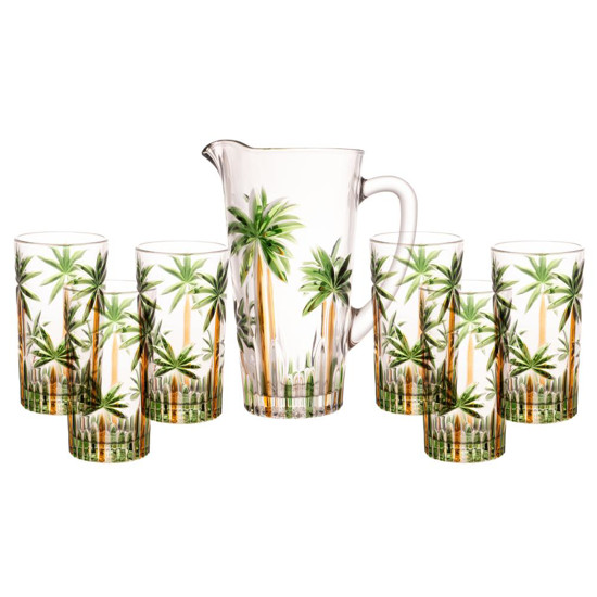 Imagem CONJUNTO JARRA COM 6 COPOS DE CRISTAL ECOLOGICO PALM TREE - WOLFF