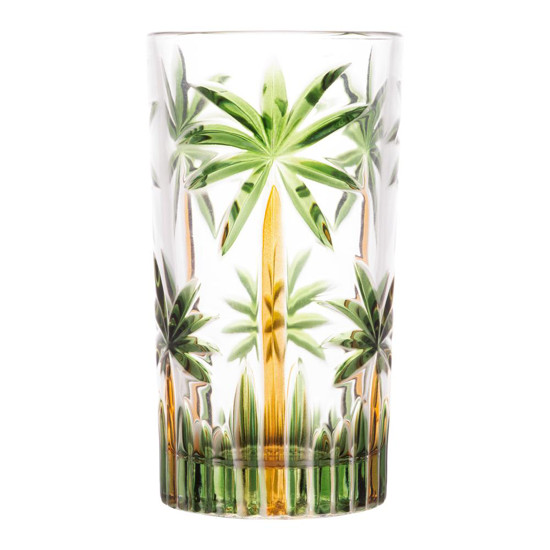 Imagem COPO ALTO PALM TREE HANDPAINT 360ML CRISTAL ECOLOG - 14X7,5 CM - WOLFF