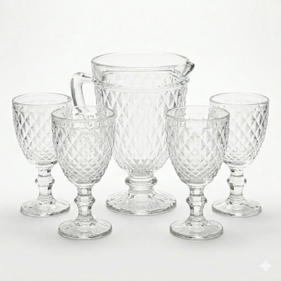 Imagem JOGO DE JARRA E TACAS DIAMOND PINA COM 5 PECAS 1,2L 