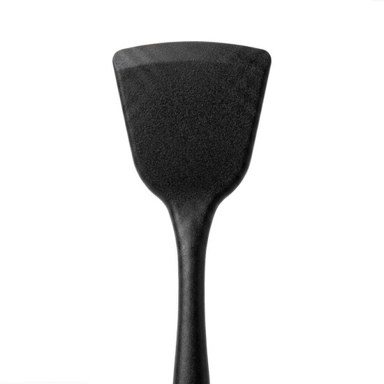 Imagem ESPATULA LISA SILICONE PRETO C/ CABO MADEIRA 31,7X7,8 