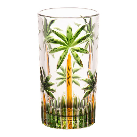 Imagem COPO ALTO PALM TREE HANDPAINT 360ML CRISTAL ECOLOG - 14X7,5 CM - WOLFF
