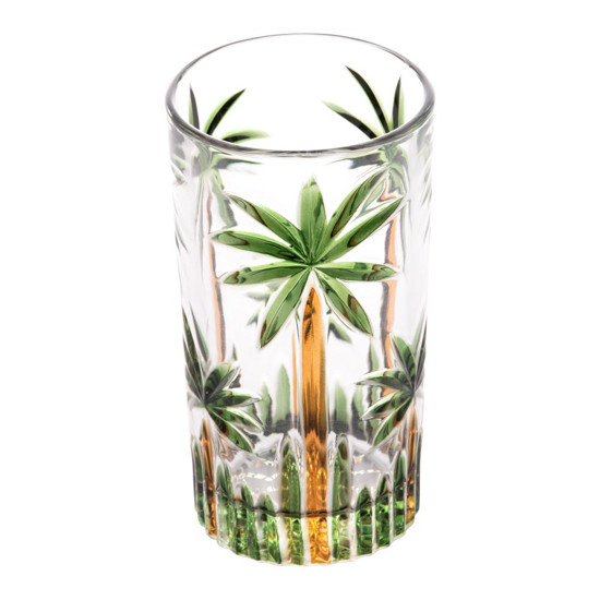 Imagem COPO ALTO PALM TREE HANDPAINT 360ML CRISTAL ECOLOG - 14X7,5 CM - WOLFF