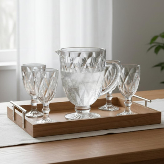 Imagem JOGO DE JARRA E TACAS DIAMOND PINA COM 5 PECAS 1,2L 