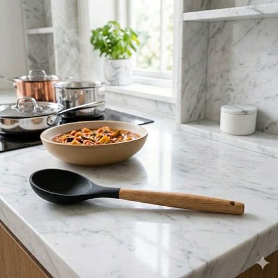 Imagem COLHER DE SILICONE PRETO 26,7X6X2CM 