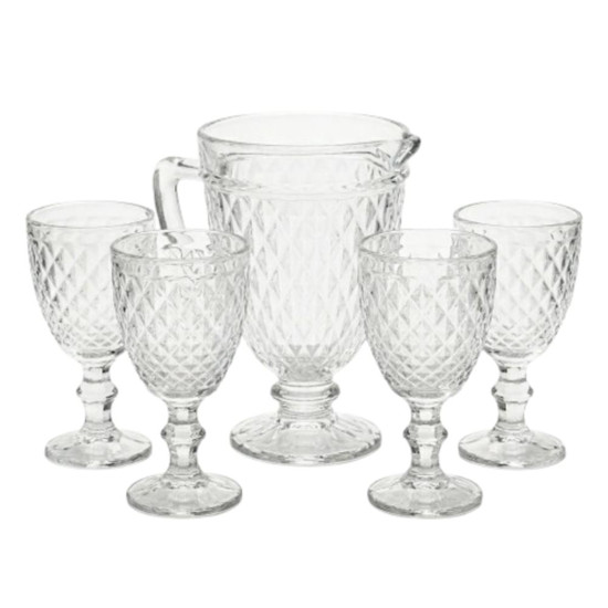 Imagem JOGO DE JARRA E TACAS DIAMOND PINA COM 5 PECAS 1,2L 