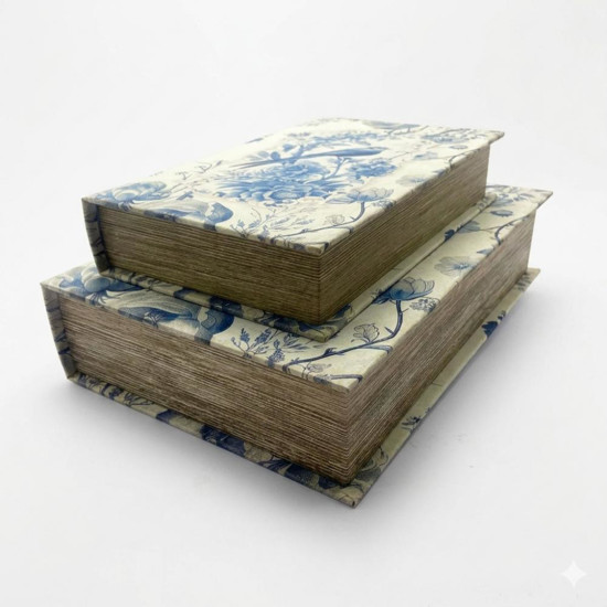 Imagem CAIXA LIVRO PASSARO AZL G 7X21X30CM/  P 5X16X24CM JG C/2