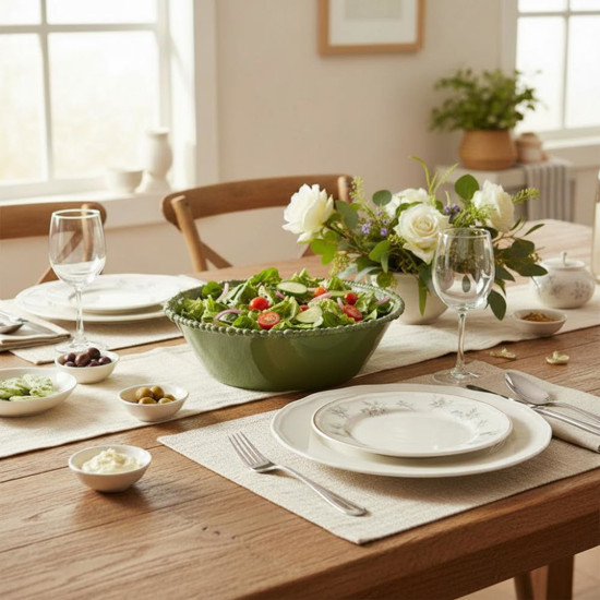 Imagem TAVESSA EM MELAMINA COM BORDA EM RELEVO VERDE