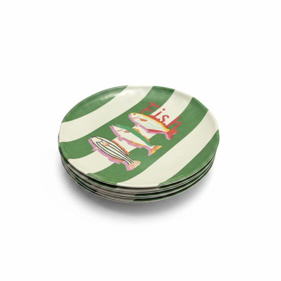 Imagem CJ DE PRATOS EM MELAMINA PEIXES VERDE E BRANCO 6PC