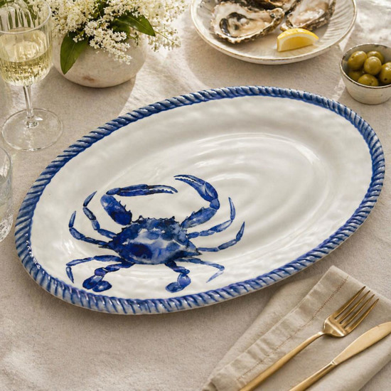 Imagem TRAVESSA EM MELAMINA CARANGUEJO BRANCO E AZUL