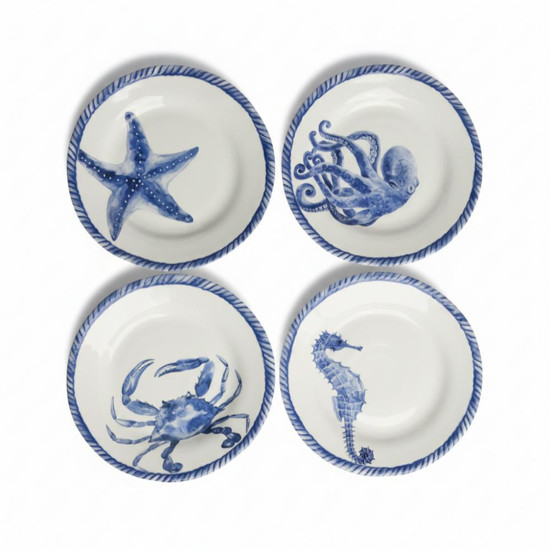 Imagem CJ DE PRATOS SOBREMESA EM MELAMINA FUNDO D MAR 4PC