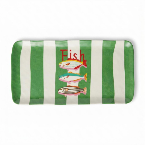 Imagem TRAVESSA RETANGULAR EM MELAMINA PEIXES VERDE E BRA