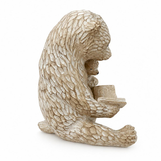 Imagem ESCULTURA URSO COM LIVRO EM RESINA AMADEIRADO