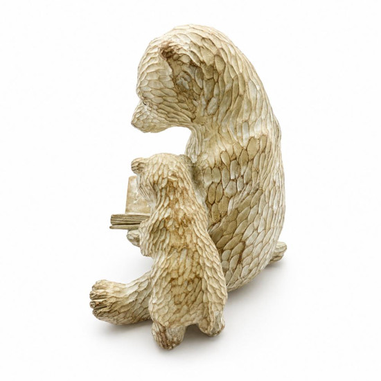 Imagem ESCULTURA URSO COM LIVRO EM RESINA AMADEIRADO