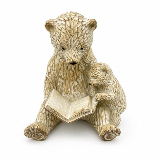 Imagem ESCULTURA URSO COM LIVRO EM RESINA AMADEIRADO