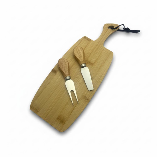 Imagem JOGO PARA QUEIJO COM TABUA BAMBU 34X13CM E 2 UTENSILIOS