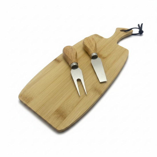 Imagem JOGO PARA QUEIJO COM TABUA BAMBU 34X13CM E 2 UTENSILIOS