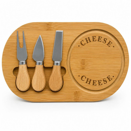 Imagem JOGO PARA QUEIJO COM TABUA BAMBU 30X17CM E 3 UTENSILIOS