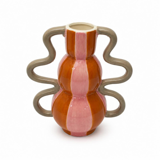 Imagem VASO C/ALCA LISTRAS CERAM 18X10X20CM