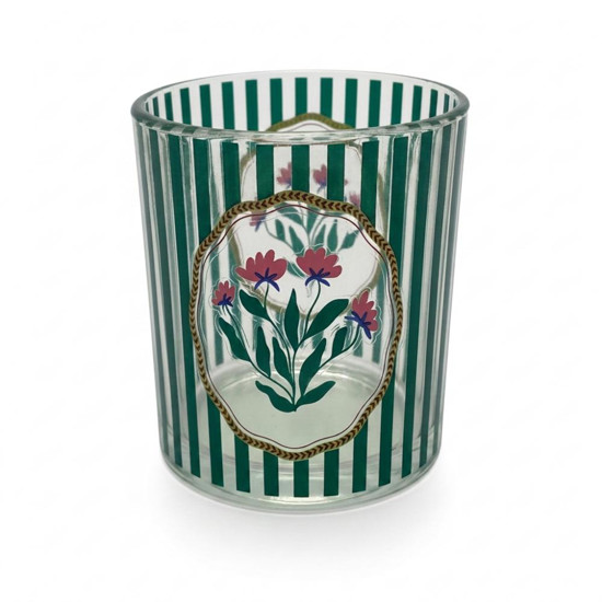 Imagem PORTA VELAS VIDRO LISTRAS FLOWER 8X10CM