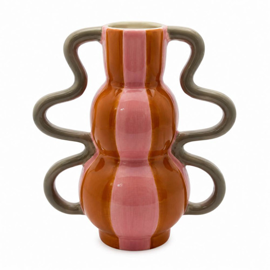 Imagem VASO C/ALCA LISTRAS CERAM 18X10X20CM
