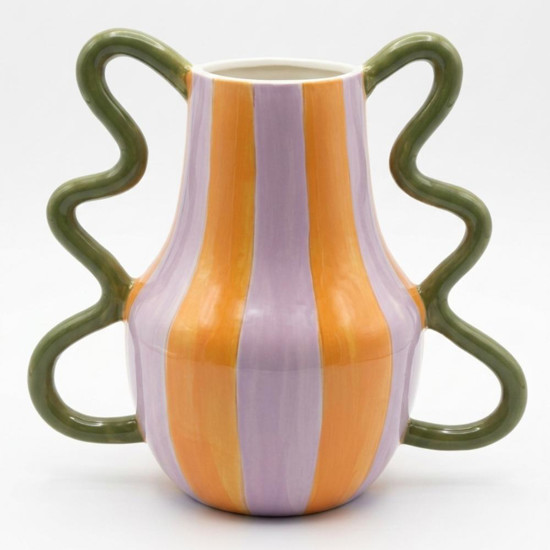 Imagem VASO C/ALCA LISTRAS CERAM 31X18X27,5CM